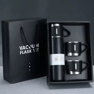 black vacuum flask set